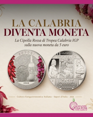 Moneta commemorativa 5 euro dedicata a Cir&ograve; e Cipolla Rossa di Tropea - Zecca dello Stato 2026